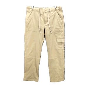 RCG Cargo Pants Women's 10 Khaki Wide Zip Leg Stretch Utility Chore